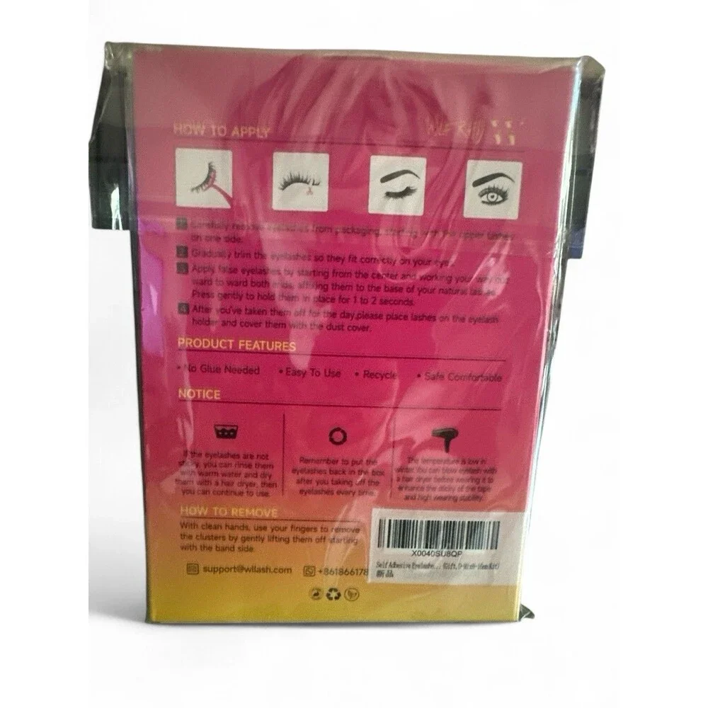 Self Adhesive Eyelashes Lash Clusters 8 Pairs Reusable Black  3 Seconds to Apply